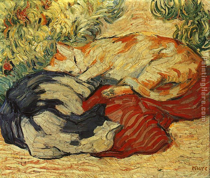 Franz Marc Cats on a Red Cloth